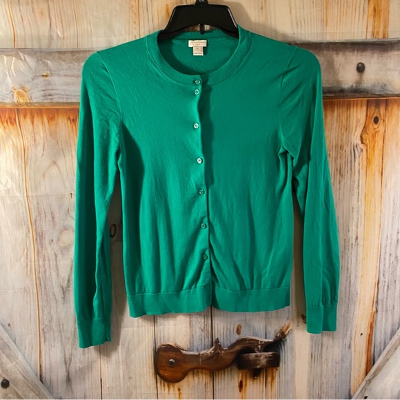 J. Crew Sweaters - J. Crew Kelly Green Small Button Cardigan